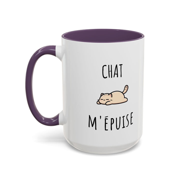 Mug "Chat M’Épuise" – Humour Félin et Paresse Douce – Cadeau Original pour Amoureux des Chats - MoodElle