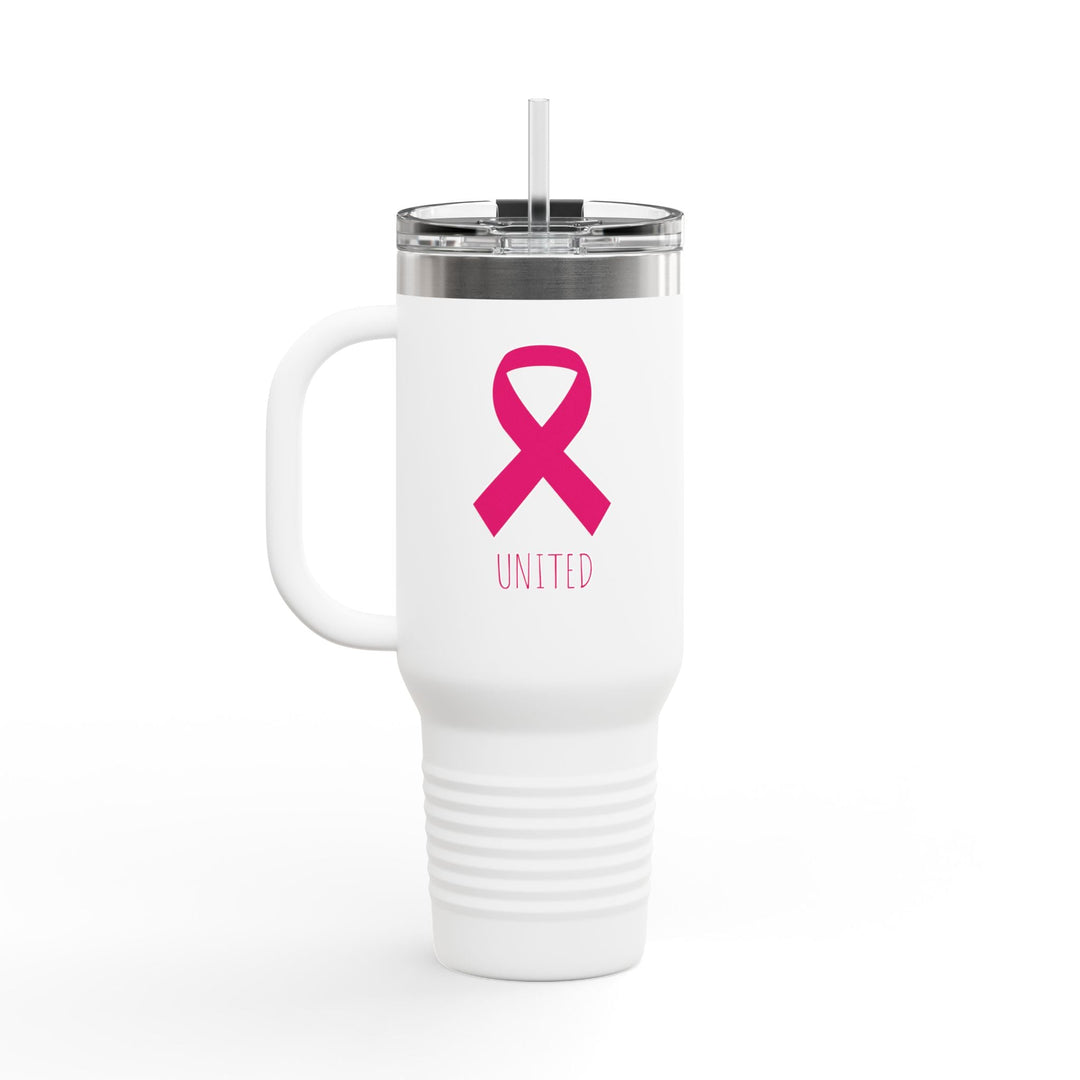 Mug Isotherme Ruban Rose – Gourde de Voyage Solidaire – Sensibilisation Cancer du Sein - MoodElle
