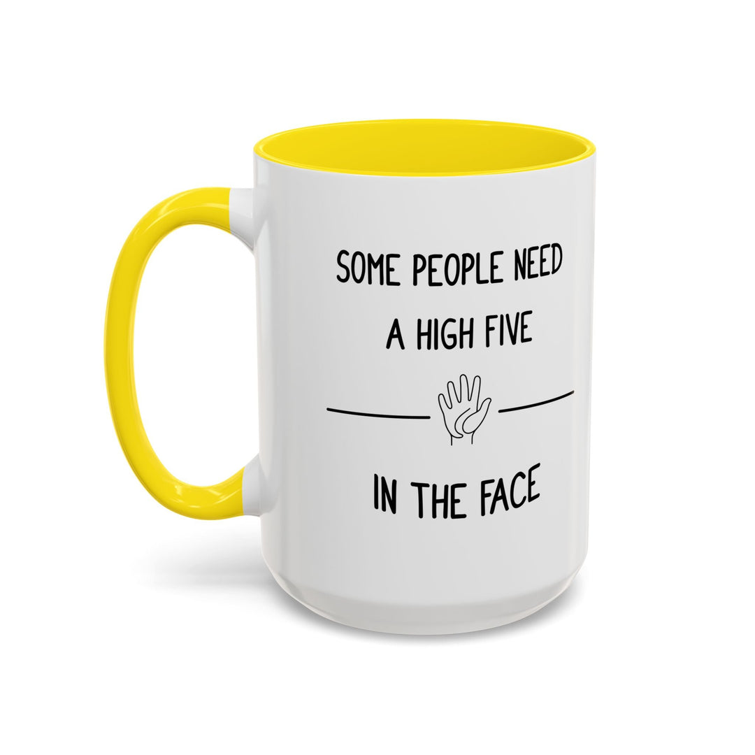 Mug Some people need a high five in the face – Tasse humour noir, idée cadeau drôle et décalée, design minimaliste - MoodElle