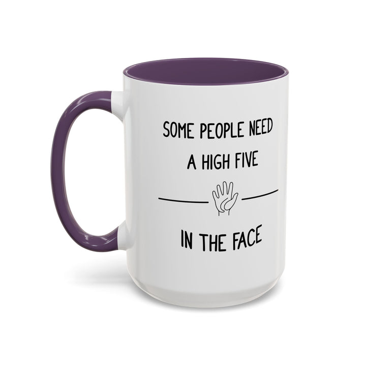 Mug Some people need a high five in the face – Tasse humour noir, idée cadeau drôle et décalée, design minimaliste - MoodElle