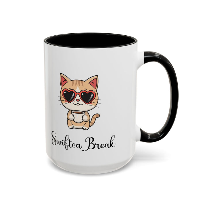 Mug "Swiftea Break" – Tasse chat mignon avec lunettes cœur, cadeau original pour les amateurs de thé et fans de l'icone - MoodElle