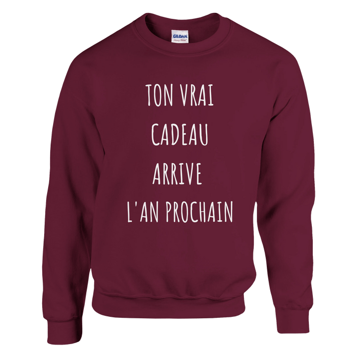 Sweat "Tou vrai cadeau arrive l'an prochain" - MoodElle