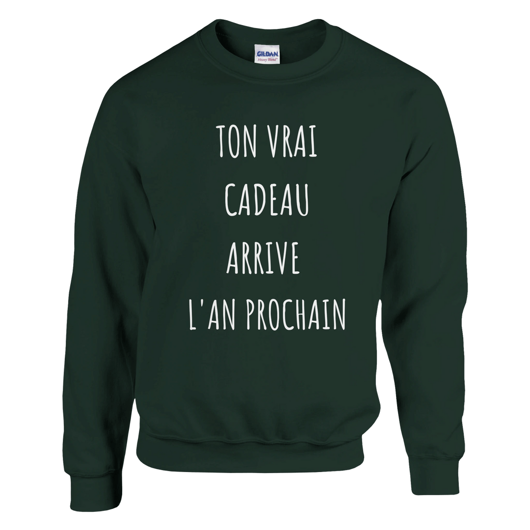 Sweat "Tou vrai cadeau arrive l'an prochain" - MoodElle