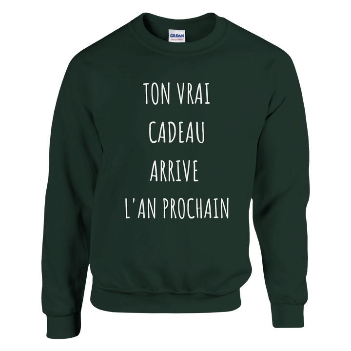 Sweat "Tou vrai cadeau arrive l'an prochain" - MoodElle