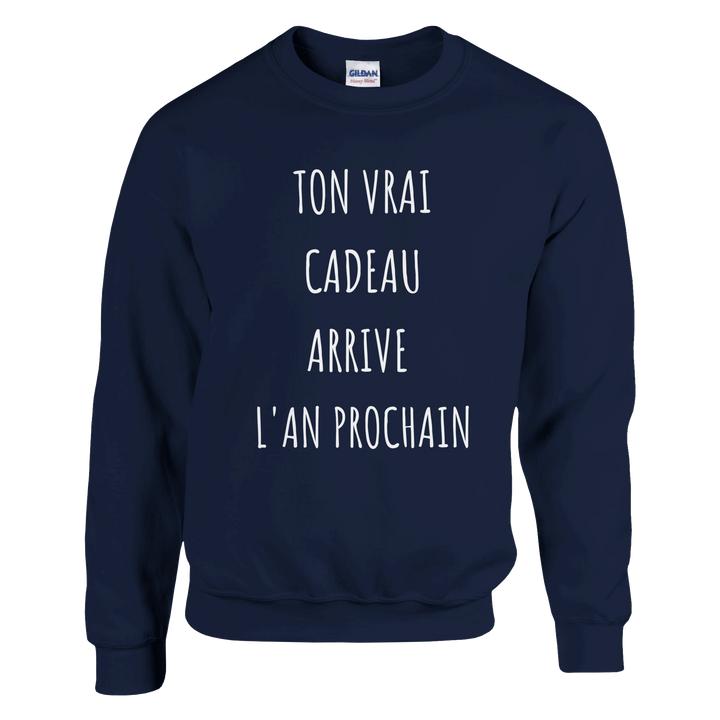 Sweat "Tou vrai cadeau arrive l'an prochain" - MoodElle