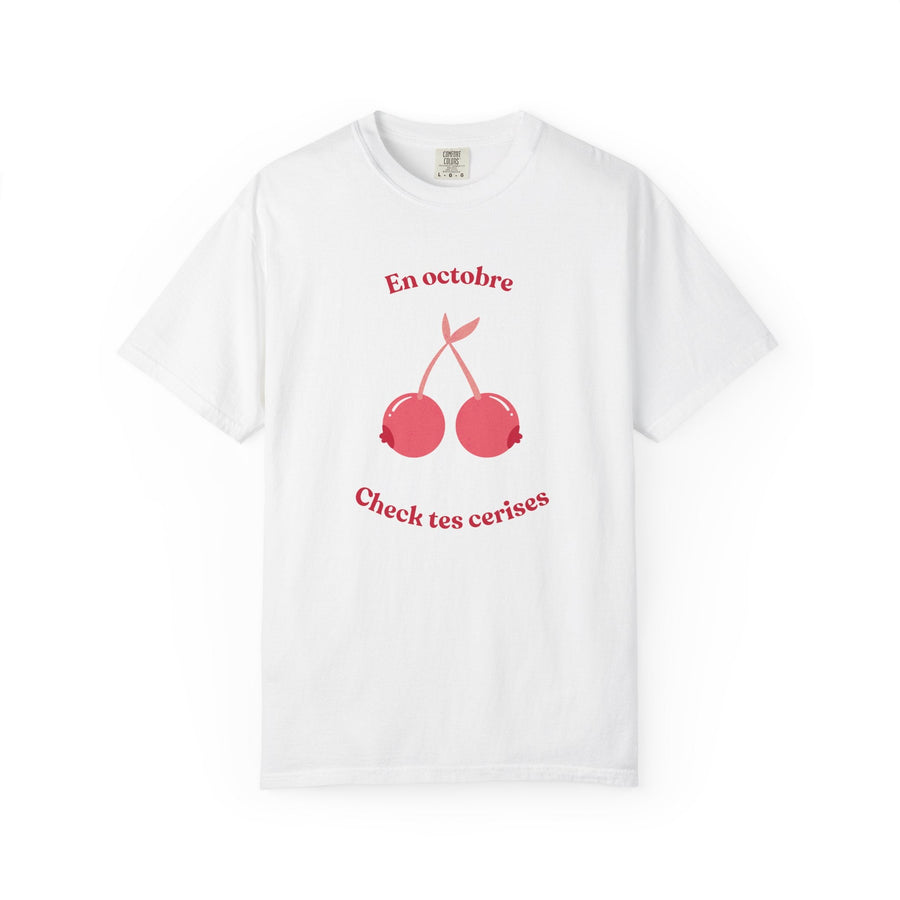 T-shirt " En octobre, check tes cerises " - Octobre rose - MoodElle