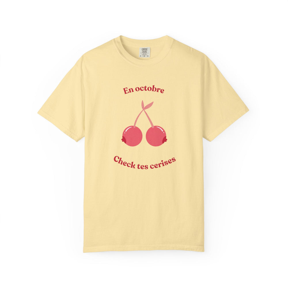 T-shirt " En octobre, check tes cerises " - Octobre rose - MoodElle