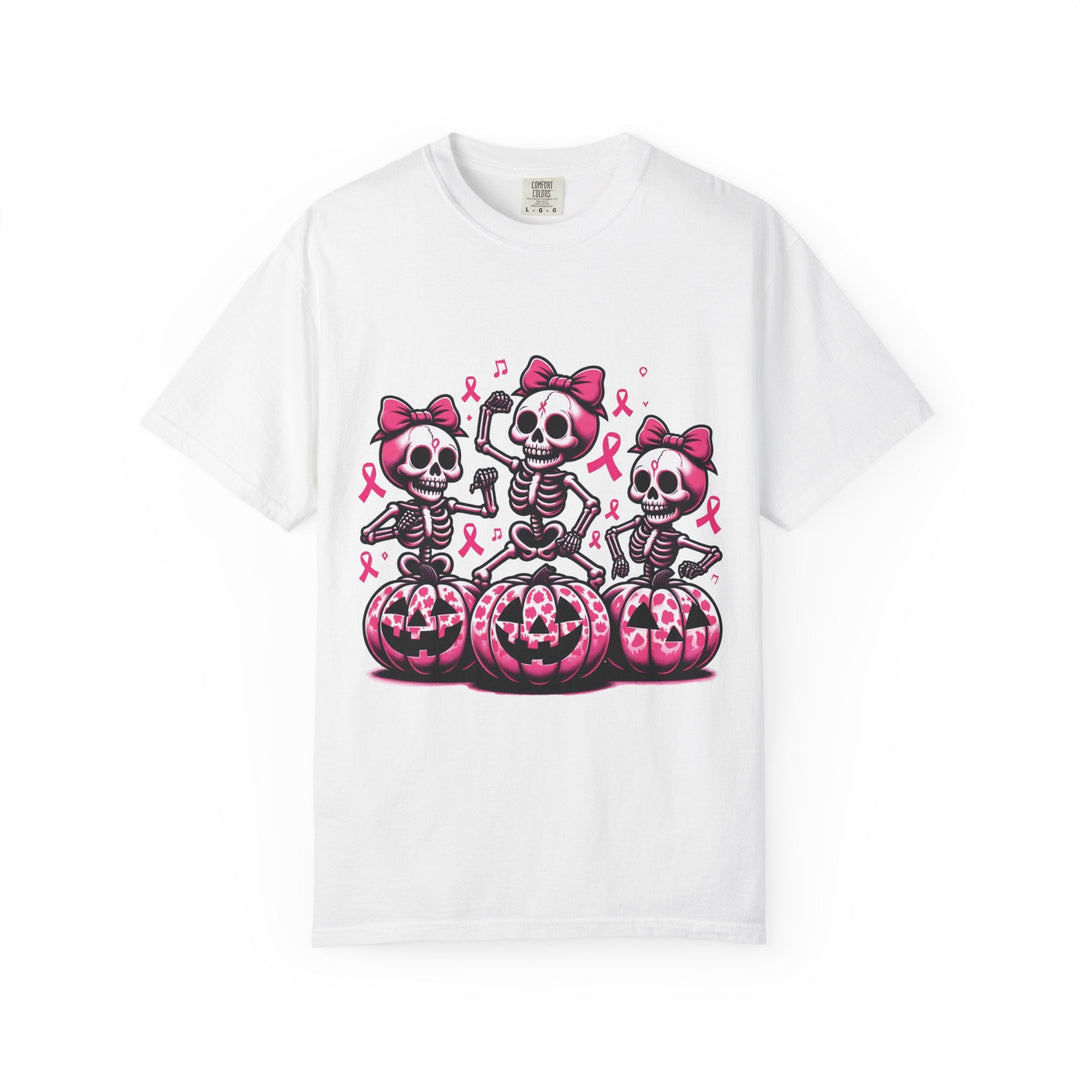 T-shirt squelettes roses sur citrouilles – édition spéciale Octobre Rose & Halloween - MoodElle
