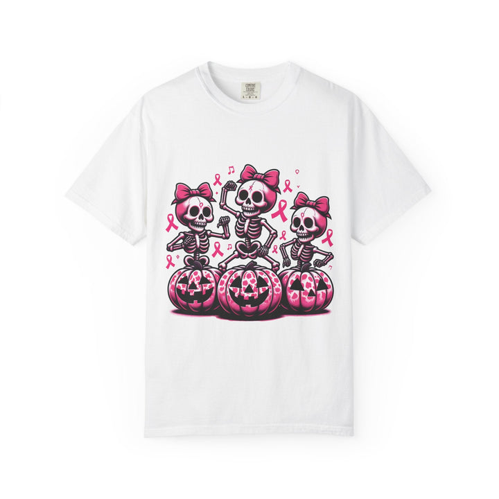 T-shirt squelettes roses sur citrouilles – édition spéciale Octobre Rose & Halloween - MoodElle