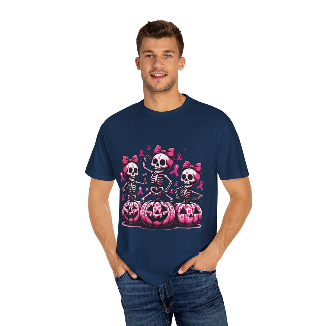 T-shirt squelettes roses sur citrouilles – édition spéciale Octobre Rose & Halloween - MoodElle