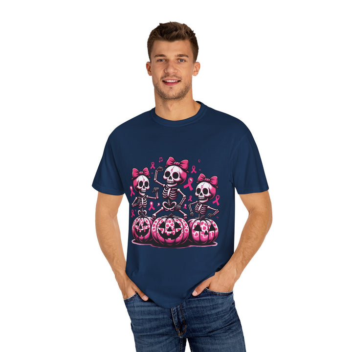 T-shirt squelettes roses sur citrouilles – édition spéciale Octobre Rose & Halloween - MoodElle