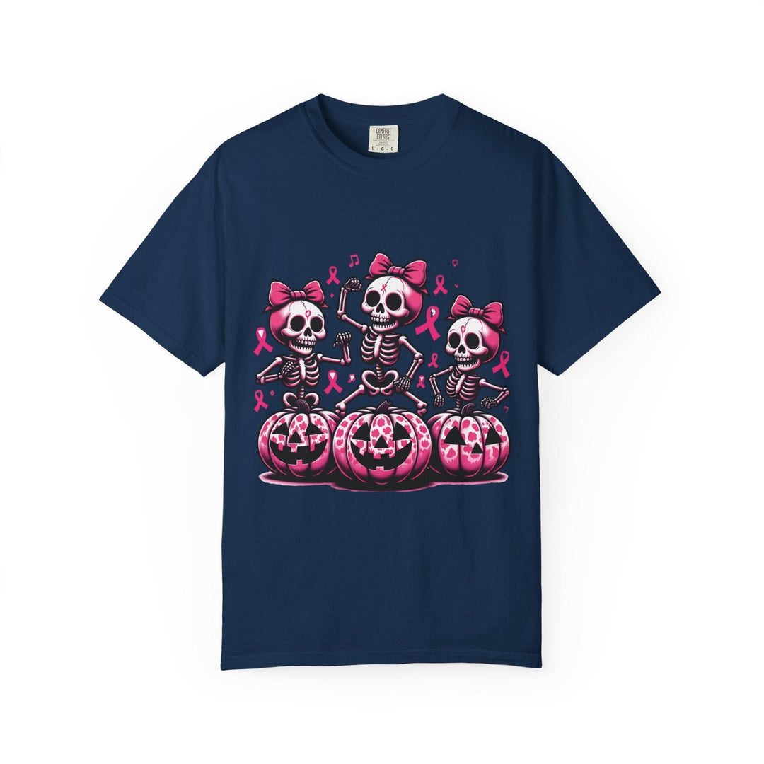 T-shirt squelettes roses sur citrouilles – édition spéciale Octobre Rose & Halloween - MoodElle