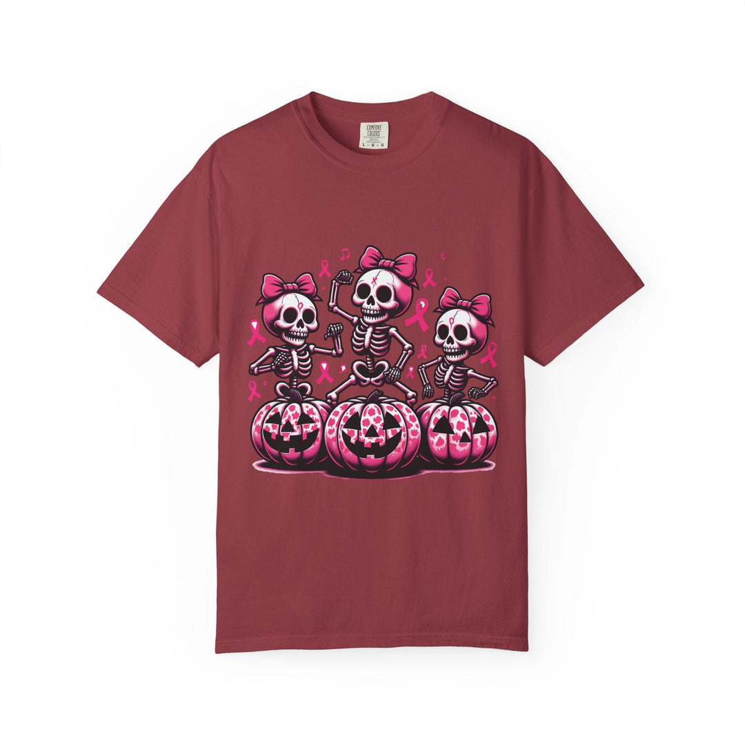 T-shirt squelettes roses sur citrouilles – édition spéciale Octobre Rose & Halloween - MoodElle