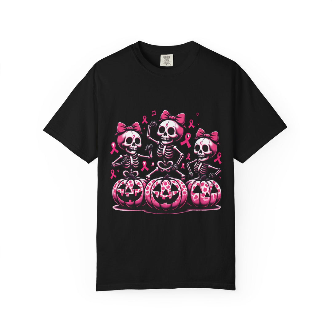 T-shirt squelettes roses sur citrouilles – édition spéciale Octobre Rose & Halloween - MoodElle