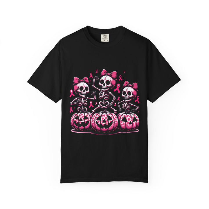 T-shirt squelettes roses sur citrouilles – édition spéciale Octobre Rose & Halloween - MoodElle