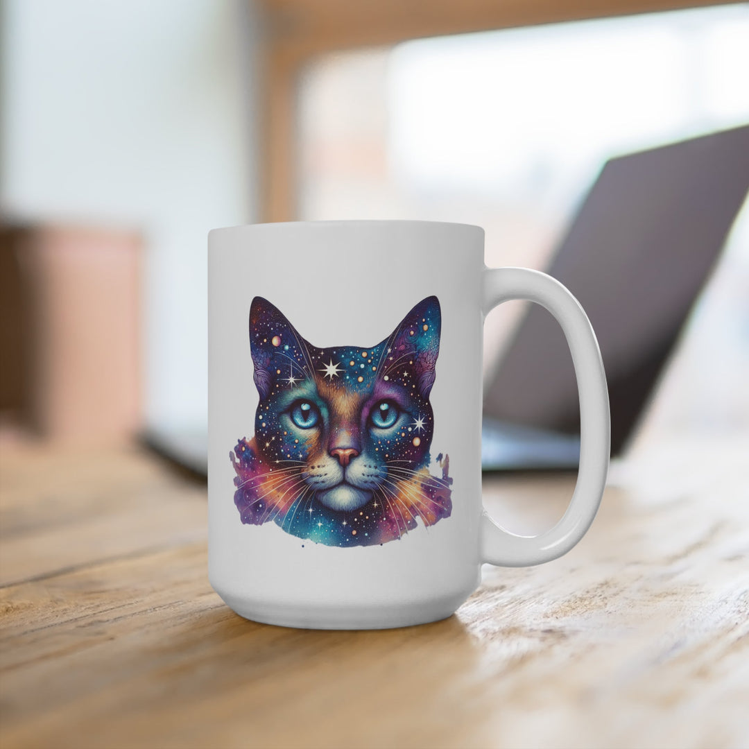Tasse blanche chat galaxie – mug “Space Cat” – cadeau amoureux des chats & astronomie - MoodElle