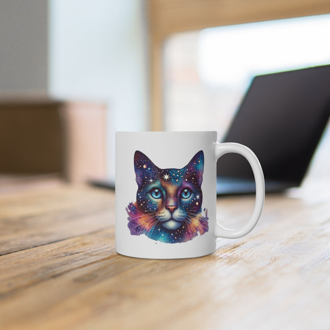 Tasse blanche chat galaxie – mug “Space Cat” – cadeau amoureux des chats & astronomie - MoodElle