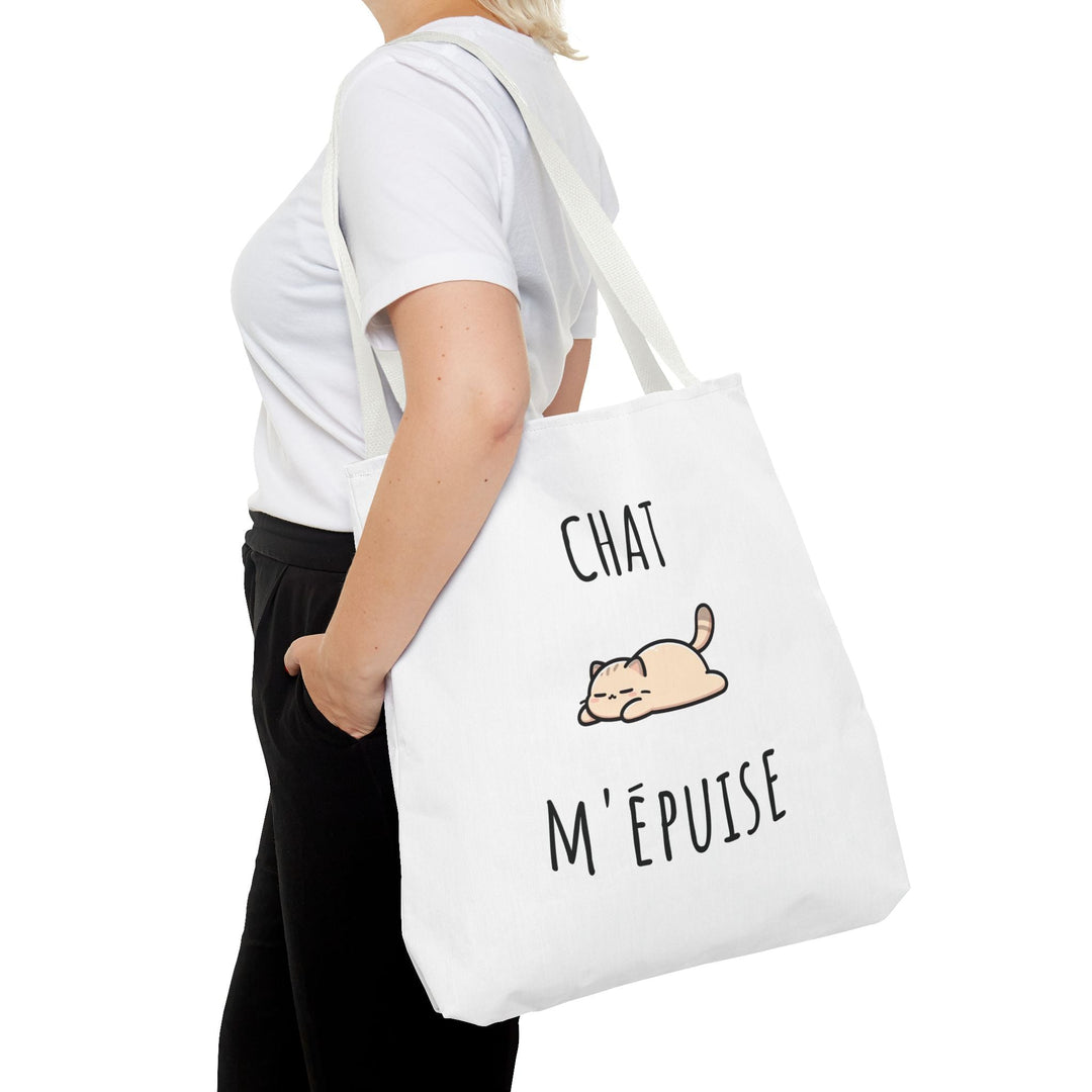 Tote Bag Chat M’Épuise – Sac Humoristique Chat Paresseux – Cadeau Original et Décontracté - MoodElle